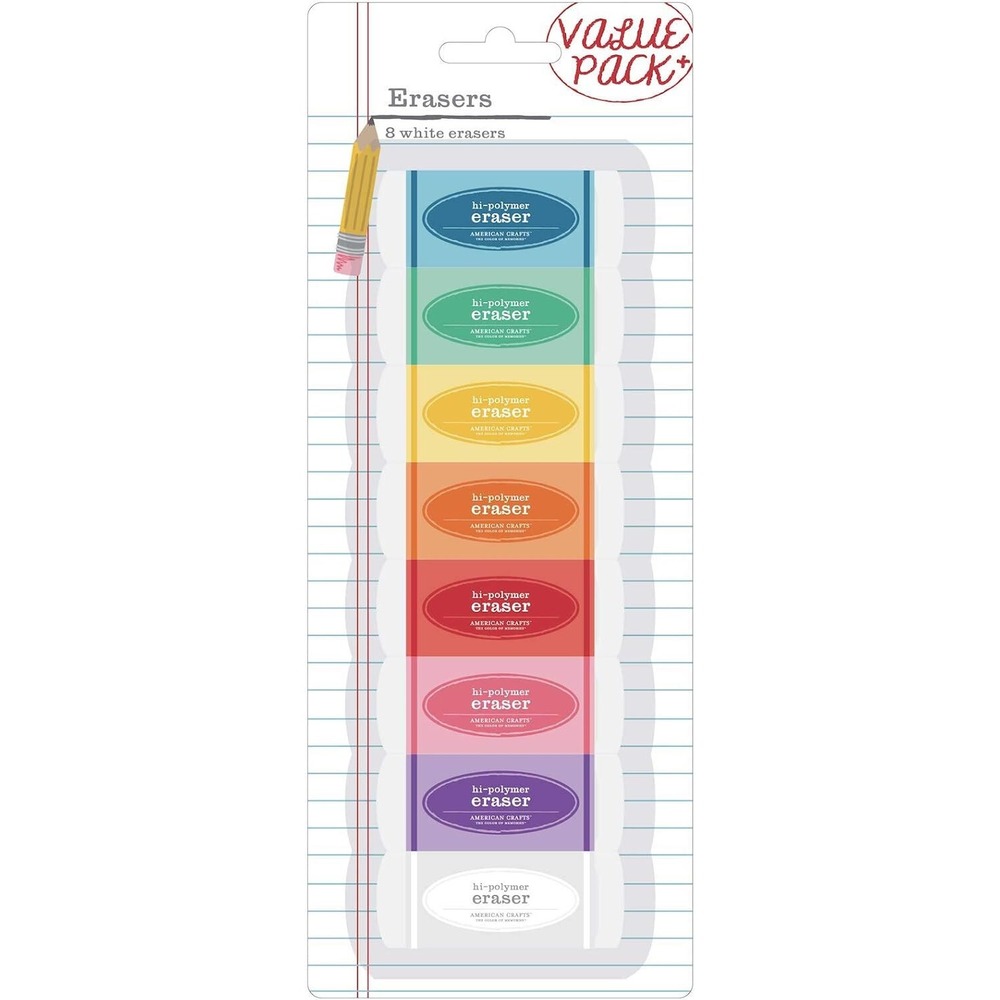American Crafts Erasers Unisex OS White NEW 8pk Hi-Polymer 372224
